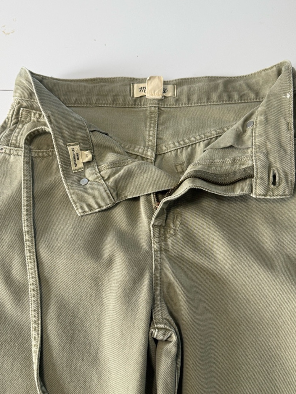 Madewell Super Wide Leg Jeans High Rise Drawstring Airy Size 24 In Sagebrush - Picture 7 of 16